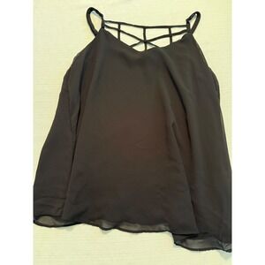 Torrid Black Chiffon Cage Neckline tank Top Plus Size 0 L XL Adjustable Strap